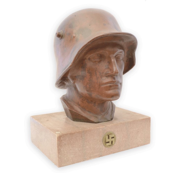 HPA1 Heroic helmeted bronze figure with marble base — image 5