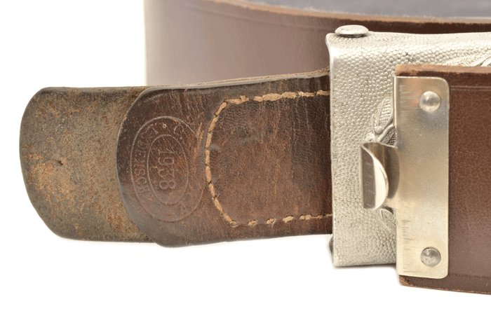 AMS027 Early Luftwaffe EM parade belt with blue grey felt backing and aluminum buckle — image 5