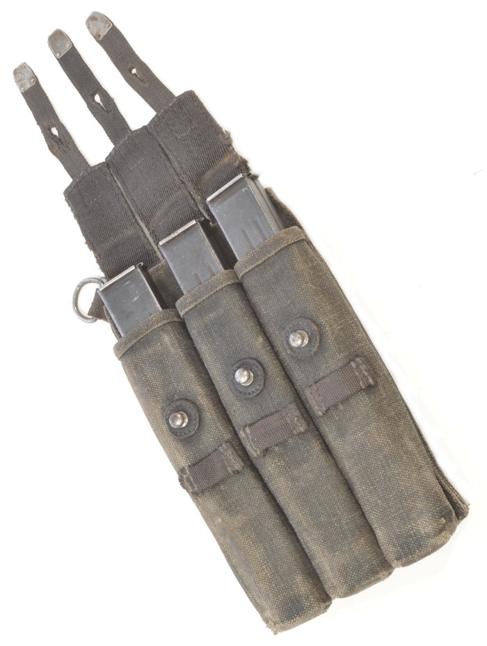 KOA6 Slightly mismatched pair of blue MP40 magazine pouches with metal tipped straps — image 8
