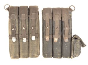 KOA6 Slightly mismatched pair of blue MP40 magazine pouches with …