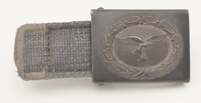 Extremely rare Luftwaffe blue tropical belt, buckle with webbed tab and two matching D-rings — image 4