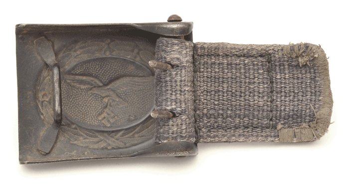 Extremely rare Luftwaffe blue tropical belt, buckle with webbed tab and two matching D-rings — image 5