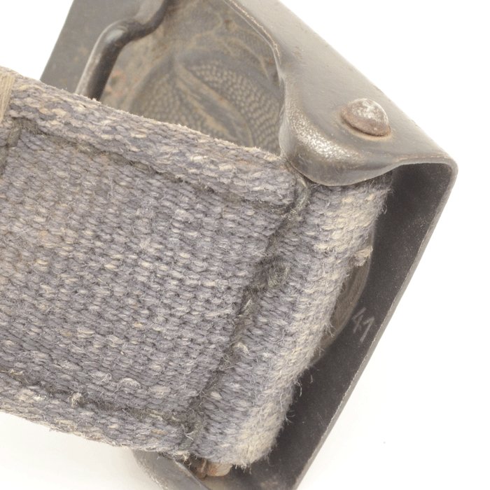 Extremely rare Luftwaffe blue tropical belt, buckle with webbed tab and two matching D-rings — image 6