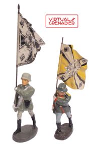 Elastolin Heer and Luftwaffe standard bearers, miscellaneous tin flags