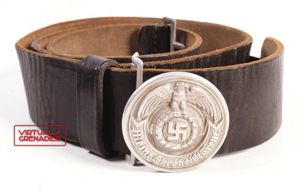 SS officer's leather belt and aluminum buckle