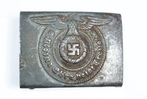 SS EM/NCO stamped steel belt buckle, unmarked