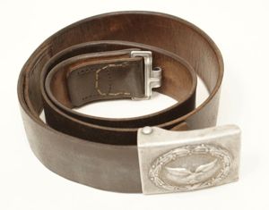 Luftwaffe EM brown leather belt and aluminum buckle