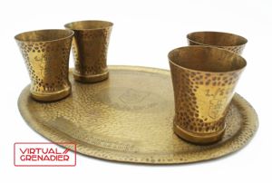 Set of hammered brass tray with four cups made for …