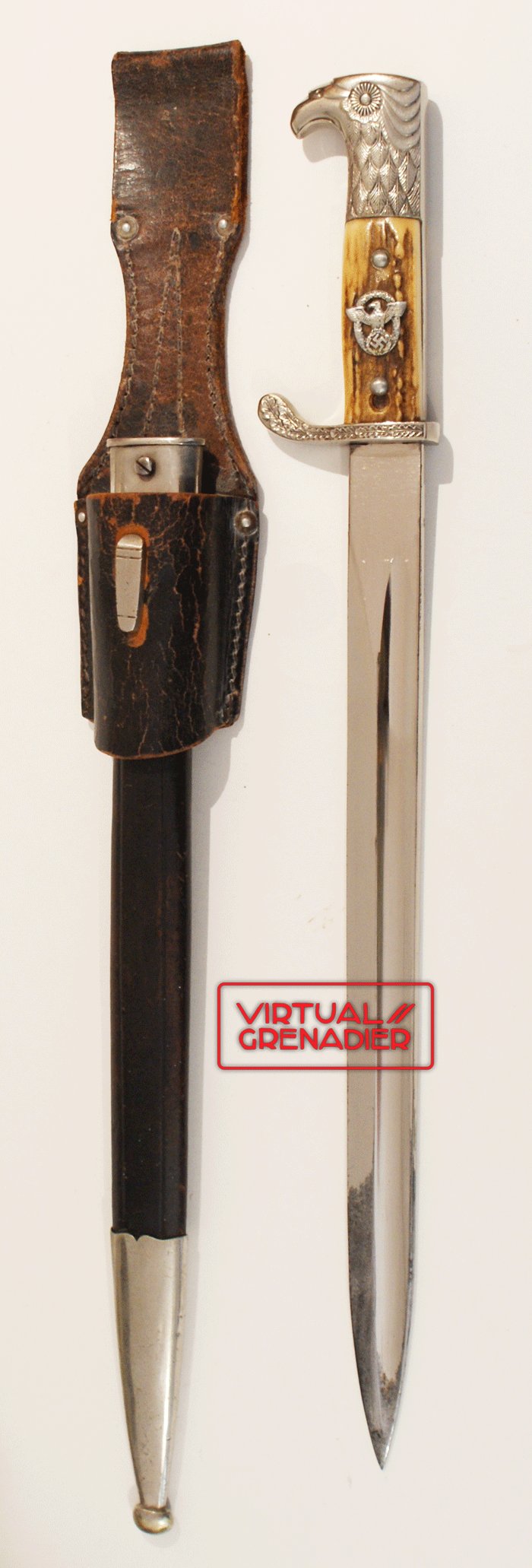 Stag handle Police long bayonet with matching numbers — image 2