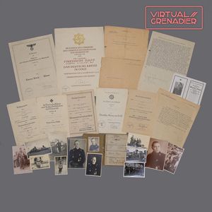 RT3 Marvelous award document and photo group pertaining to Oberfeldwebel …