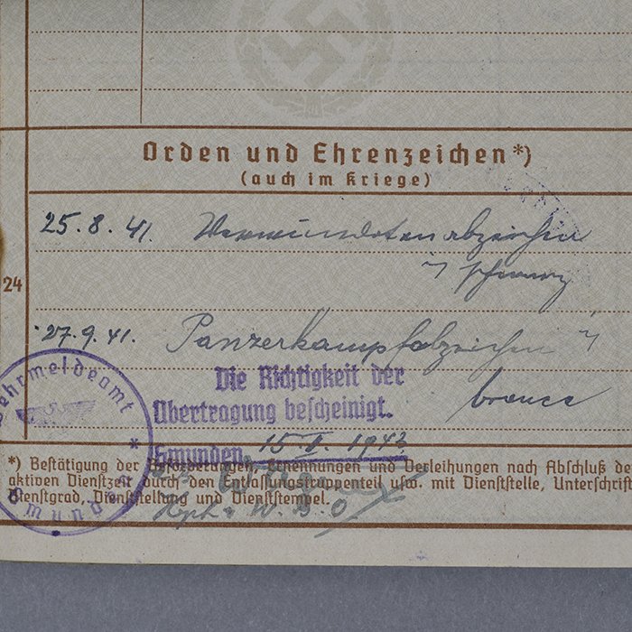 SH43 Set of Wehrpass and documents pertaining to an Unteroffizier of Heer 3./Panzer-Regiment 8 who was killed at Fuka during the El Alamein battle — image 15
