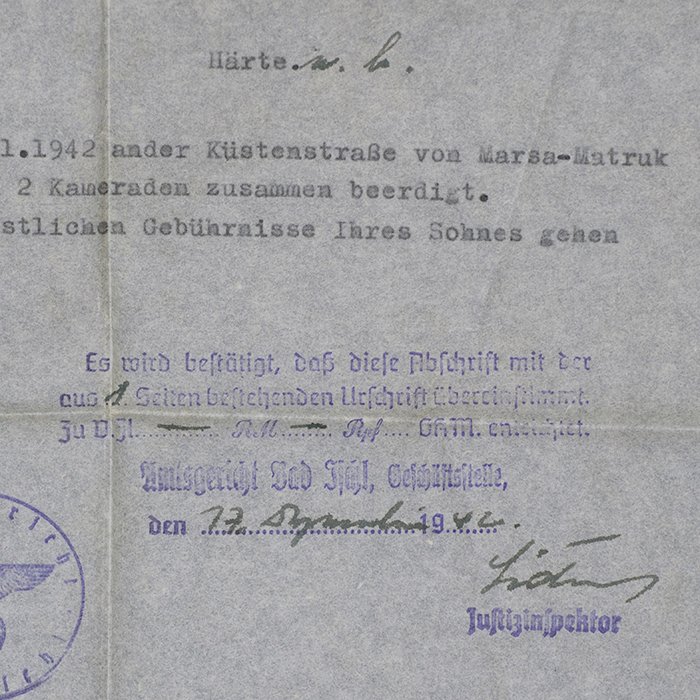 SH43 Set of Wehrpass and documents pertaining to an Unteroffizier of Heer 3./Panzer-Regiment 8 who was killed at Fuka during the El Alamein battle — image 24