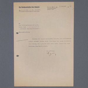 DMI49 17 August 1940 dated letter signed by Reinhard Heydrich