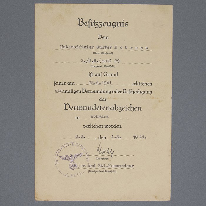 FER7 Comprehensive document grouping including DKiG, Nahkampfspange and TDB for Heer Panzergrenadier Oberleutnant who served in Poland, France, Russia (Stalingrad), Italy, France and Germany — image 22