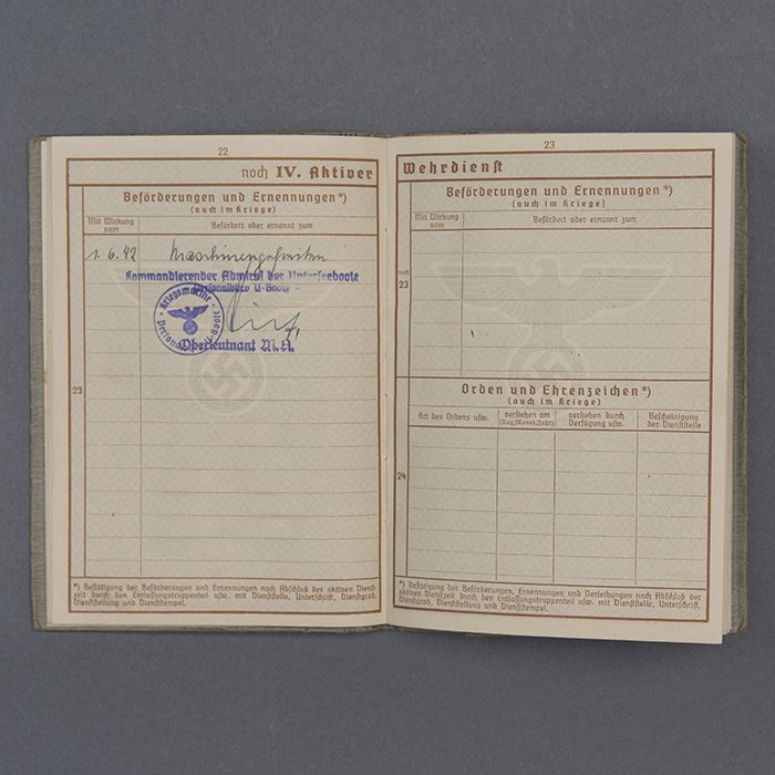 SH35 Wehrpass for a Kriegsmarine Maschinengefreiter lost on U-633 — image 10