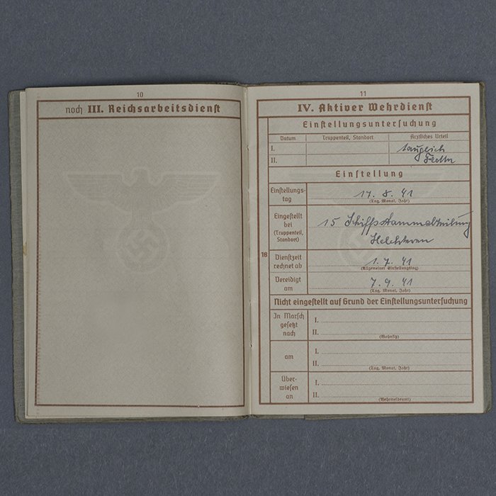 SH35 Wehrpass for a Kriegsmarine Maschinengefreiter lost on U-633 — image 7