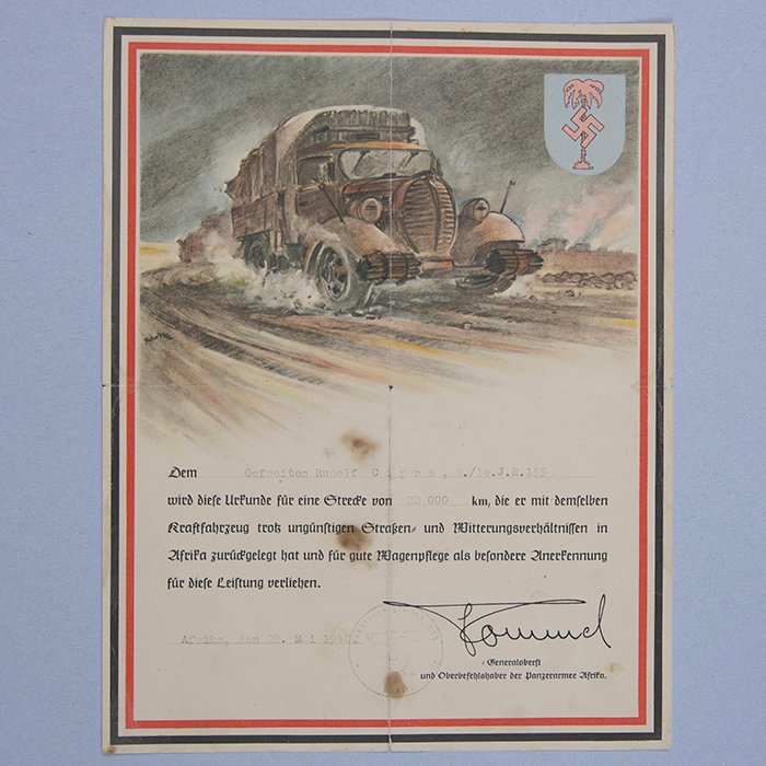 LFE1 Heer DAK driver's certificate awarded to a member of the 90th Light Division — image 2
