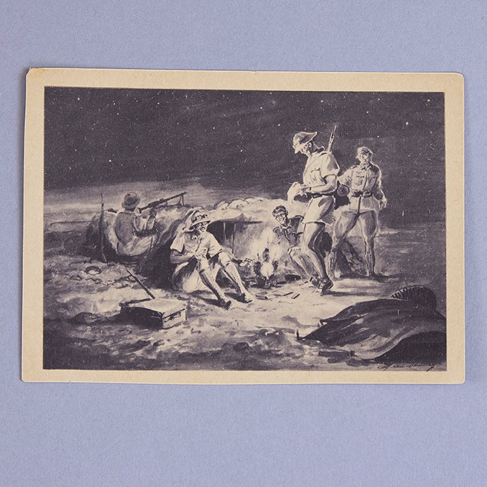 HSS23 Postcard, German troops around North African campfire — image 2