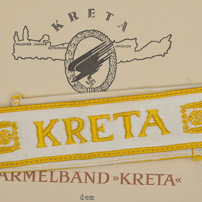 HES244 Kreta award document with sleeveband for a Luftwaffe Stabsfeldwebel from 3./Sturm-Regt. — image 5