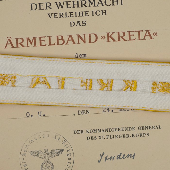 HES244 Kreta award document with sleeveband for a Luftwaffe Stabsfeldwebel from 3./Sturm-Regt. — image 7
