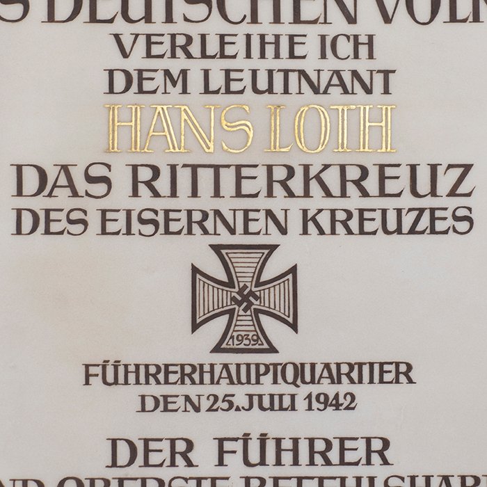 PTA14 Incredible grouping pertaining to Heer Ritterkreuzträger Hauptmann Hans Loth, captured at Stalingrad, to include formal Hitler signed Knights Cross document — image 10