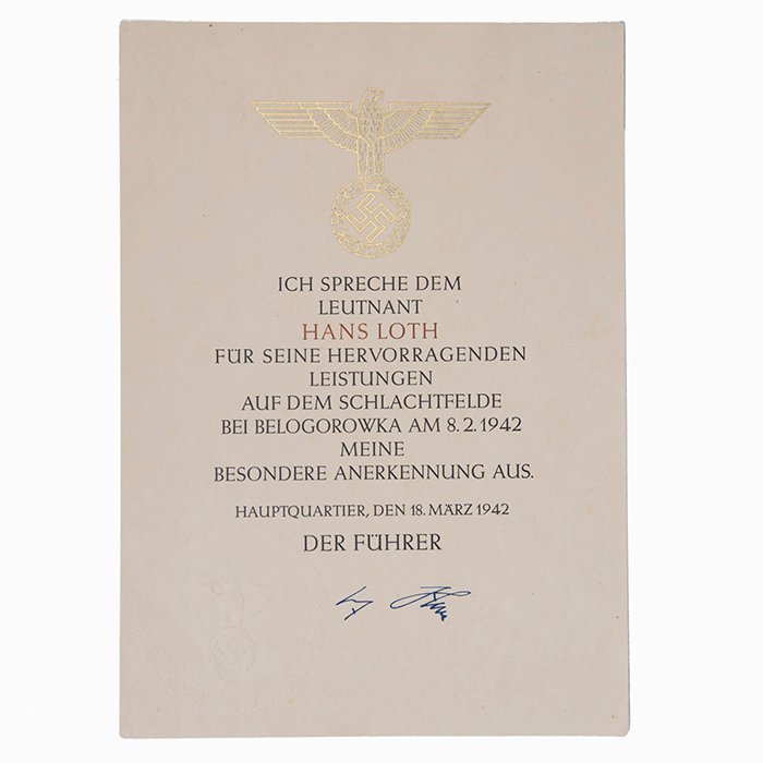 PTA14 Incredible grouping pertaining to Heer Ritterkreuzträger Hauptmann Hans Loth, captured at Stalingrad, to include formal Hitler signed Knights Cross document — image 17