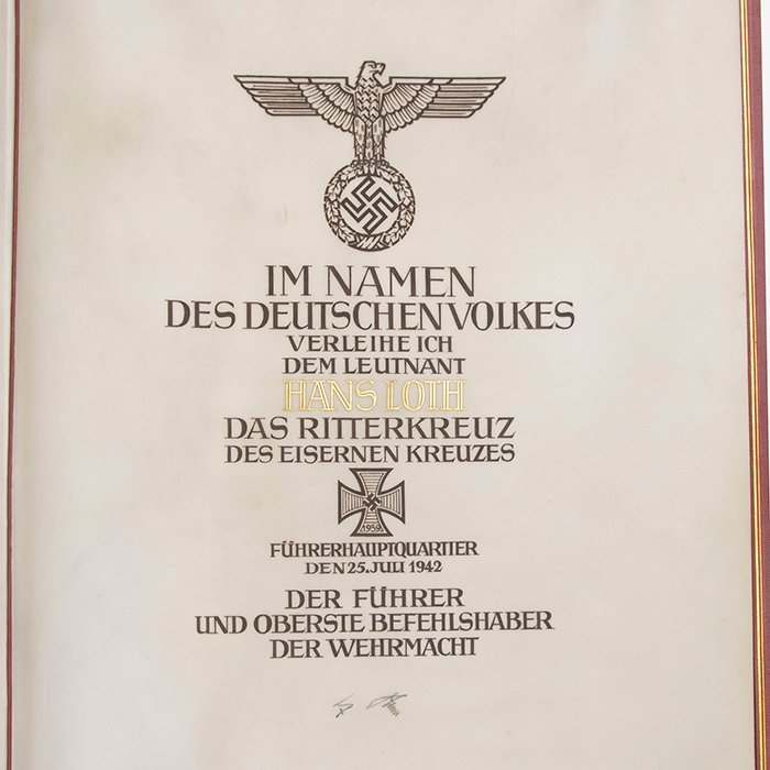 PTA14 Incredible grouping pertaining to Heer Ritterkreuzträger Hauptmann Hans Loth, captured at Stalingrad, to include formal Hitler signed Knights Cross document — image 8