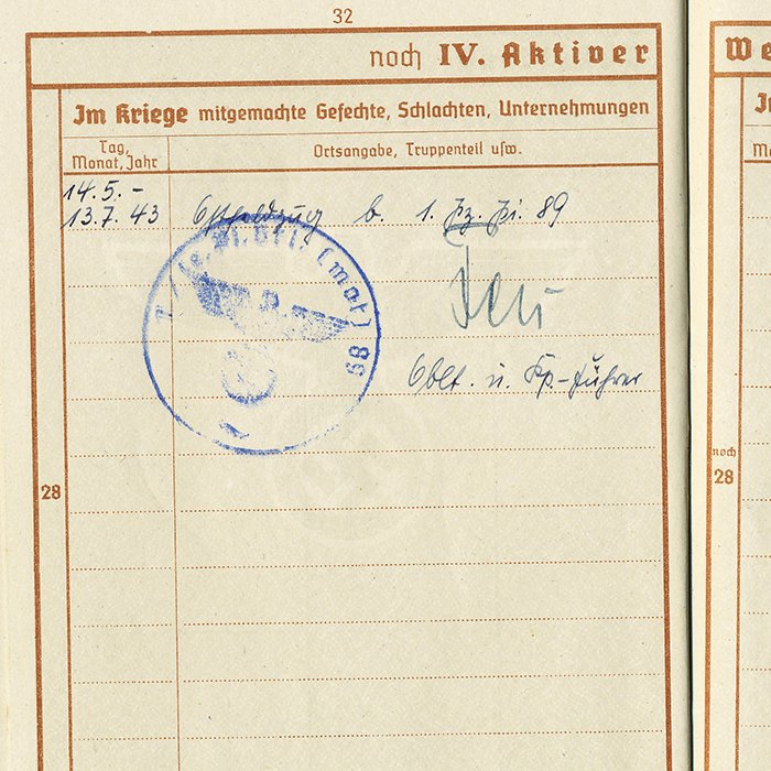 SJA75 Wehrpass for a young Heer Panzerpionier killed during Operation Zitadelle — image 10