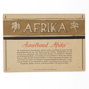 BSA63 Color postcard honoring the award of the Afrika campaign …