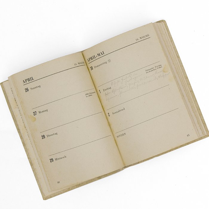 SBA13 1942 dated pocket calendar for Panzergruppe Afrika with entries — image 4