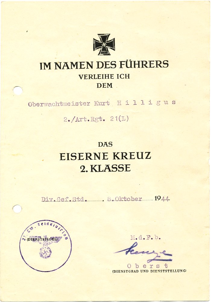 RRA2 Set of four award documents to a Luftwaffe field division NCO — image 4