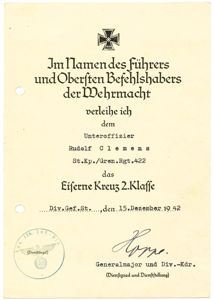 RRA4 Set of seven award documents for a Heer Unteroffizier …