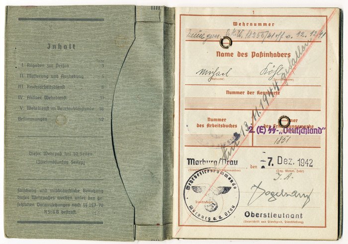 RRA3 Wehrpass and Abschrift for an ethnic German in Waffen SS regiment Deutschland — image 3