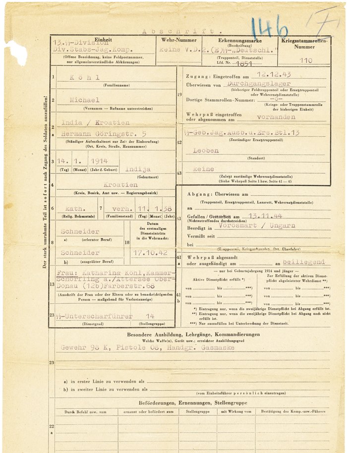 RRA3 Wehrpass and Abschrift for an ethnic German in Waffen SS regiment Deutschland — image 9