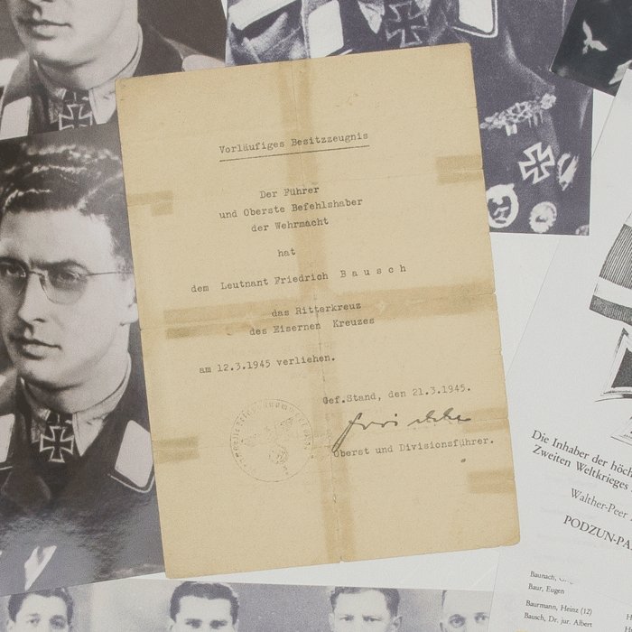 CHA4 Preliminary Ritterkreuz award document for Leutnant Friedrich Bausch, of 3./Fsch.Pi.Btl. 5 — image 3