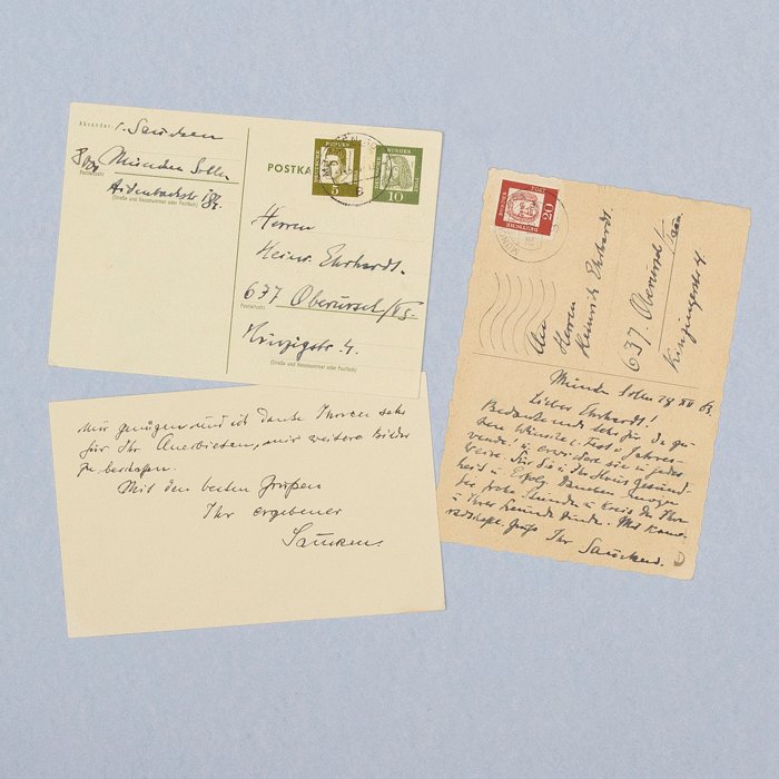 PDA2 Set of three cards sent postwar by Brillantenträger General der Panzertruppen Dietrich von Saucken — image 2