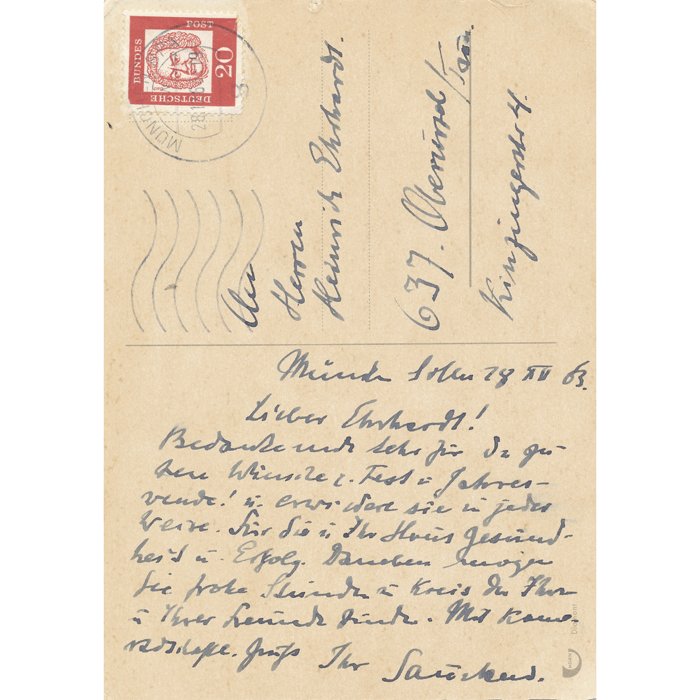 PDA2 Set of three cards sent postwar by Brillantenträger General der Panzertruppen Dietrich von Saucken — image 5
