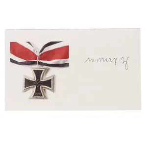 SAF39 Printed card depicting Knights Cross with signature of Heer …