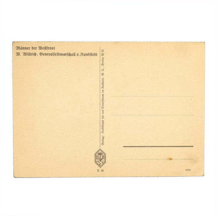 SAF36 Wartime signed postcard of Generalfeldmarschall Gerd von Rundstedt — image 3