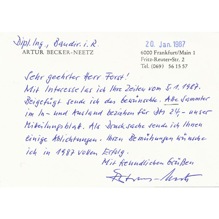 SAF22 Notecard from Heer Ritterkreuzträger Artur Becker-Neetz — image 2