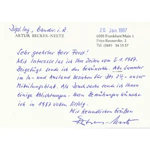 SAF22 Notecard from Heer Ritterkreuzträger Artur Becker-Neetz