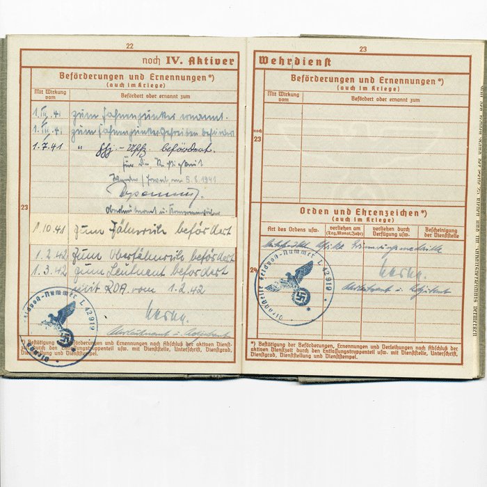 CHA2 Wehrpass for a Luftwaffe Fallschirmjäger Feldwebel that fought in North Africa — image 10