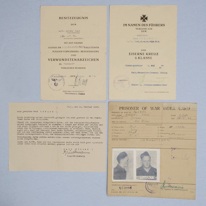 DAM3 Pair of award documents for EKII and Black wound badge plus letter and capture paper for a member of Fsch.Panzerdiv.H.G. that fought at Nijmegen — image 2