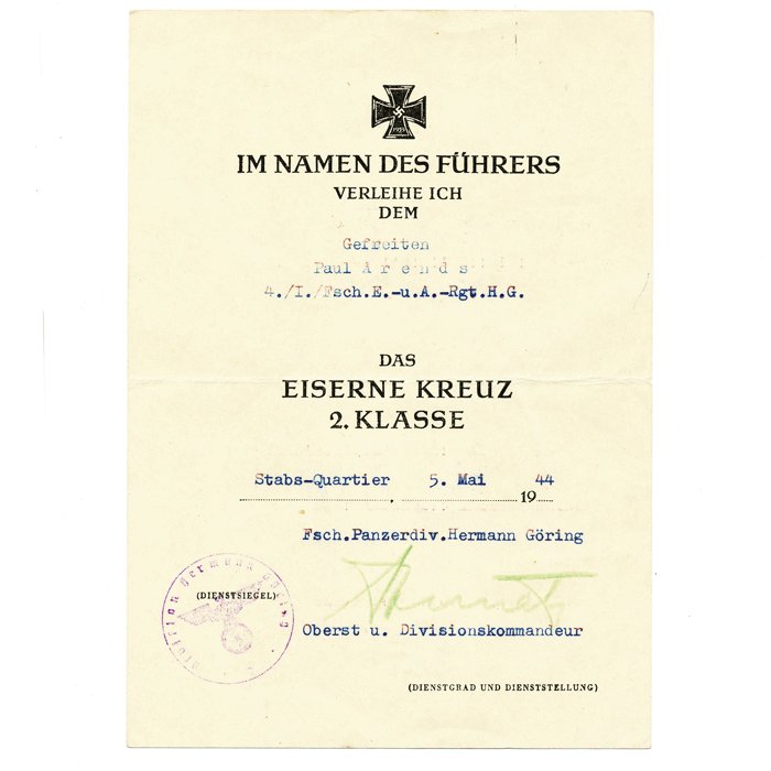 DAM3 Pair of award documents for EKII and Black wound badge plus letter and capture paper for a member of Fsch.Panzerdiv.H.G. that fought at Nijmegen — image 4