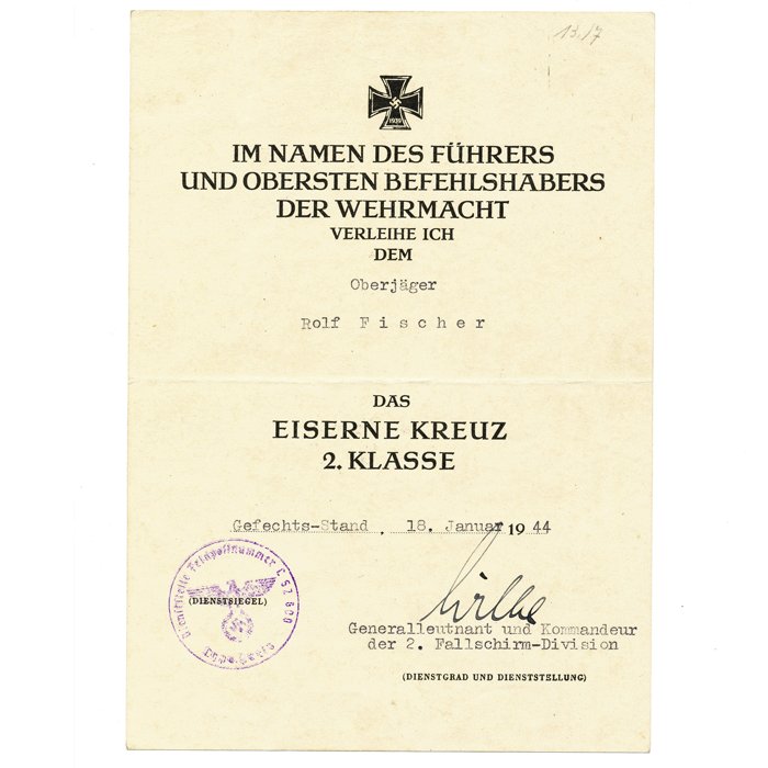 DAM4 Set of four award documents, Fallschirmschützenschein, EKII, EKI and Silver wound badge for an NCO member of Fallsch.Jg.Rgt. 6 — image 4