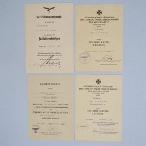 DAM4 Set of four award documents, Fallschirmschützenschein, EKII, EKI and …
