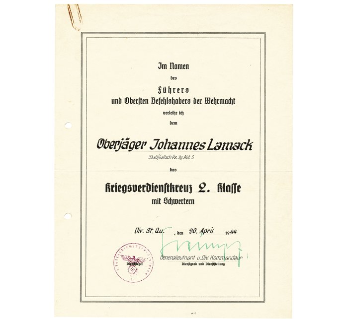 DAM5 Group of four award documents, Fallschirmschützenschein, KVK2, Silver Wound Badge, EKII and other papers for a member of Fallsch.Pz.Jg.Abt. 3 — image 4