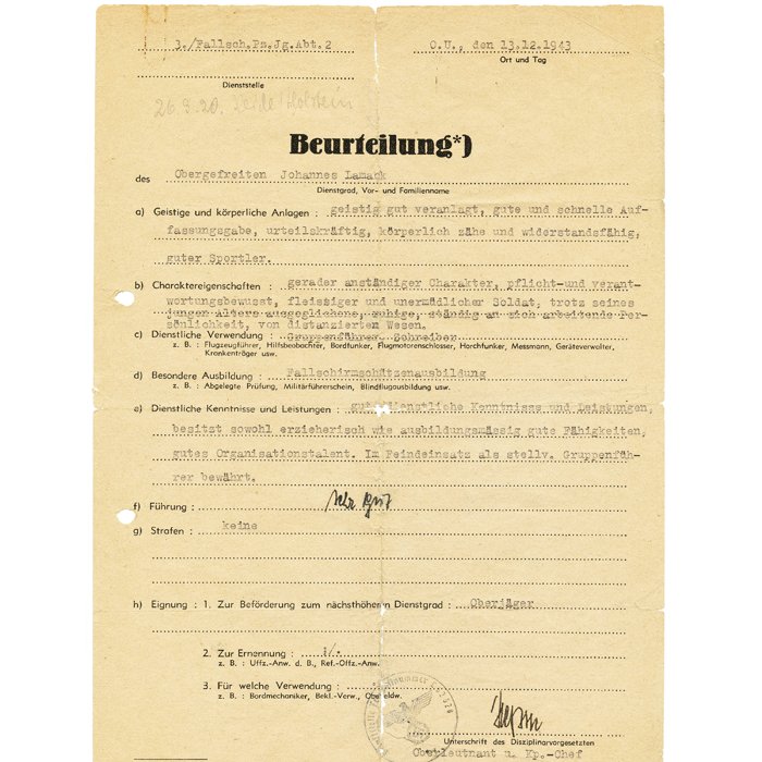 DAM5 Group of four award documents, Fallschirmschützenschein, KVK2, Silver Wound Badge, EKII and other papers for a member of Fallsch.Pz.Jg.Abt. 3 — image 5