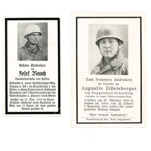 DAM7 Two Fallschirmjäger death cards, killed in Holland and at …