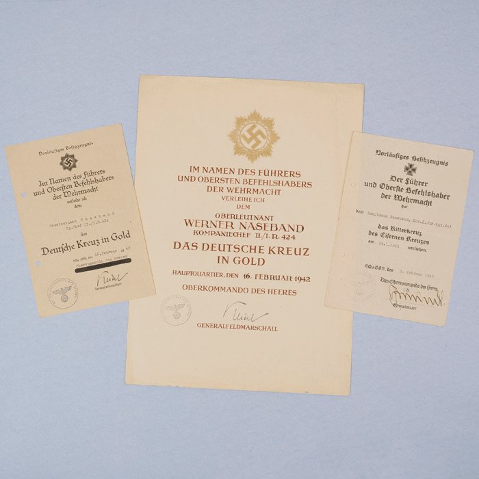 JOA1 Knights Cross document grouping for Heer Infanterie Major Werner Naseband — image 5